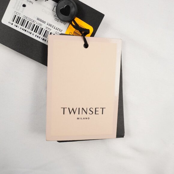 Twinset Abito Sleeveless Fringed Round Neck Mini Dress in Black Size IT40 NWT - Picture 5 of 10